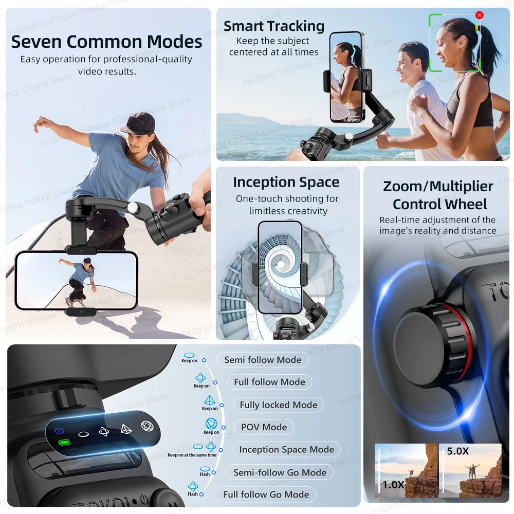 Handheld 3-Axis Gimbal Phone Holder Anti Shake Video Record with Selfie Tripod Stabilizer for Xiaomi iPhone Cellphone Smartphone - Image 4