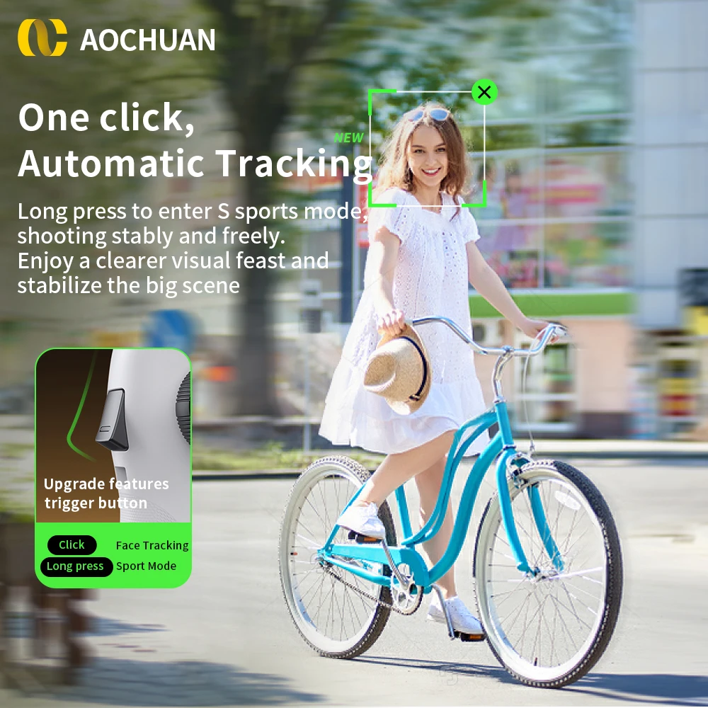 AOCHUAN Smart V8 3-Axis Handheld Gimbal Stabilizer With Extension Rod Tripod Face Tracking for iPhone Android Livestreaming Vlog - Image 5