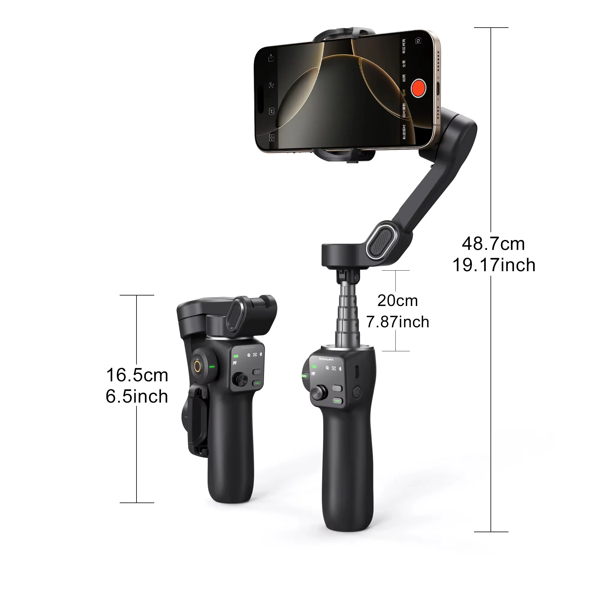 AOCHUAN Smart V8 3-Axis Handheld Gimbal Stabilizer With Extension Rod Tripod Face Tracking for iPhone Android Livestreaming Vlog - Image 6