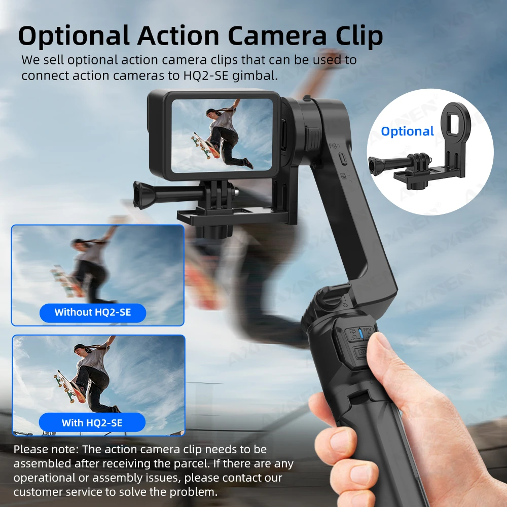 AXNEN HQ2 SERIES Mobile Phone Stabilizer Handheld Gimbal for Smartphone Gopro Action Camera Extension Rod Selfie Stick Tripod - Image 3