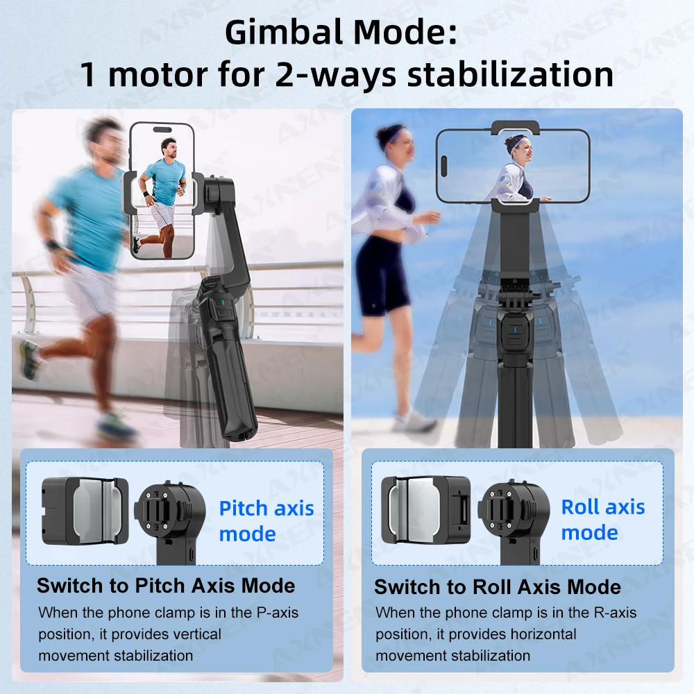 AXNEN HQ2 SERIES Mobile Phone Stabilizer Handheld Gimbal for Smartphone Gopro Action Camera Extension Rod Selfie Stick Tripod - Image 4