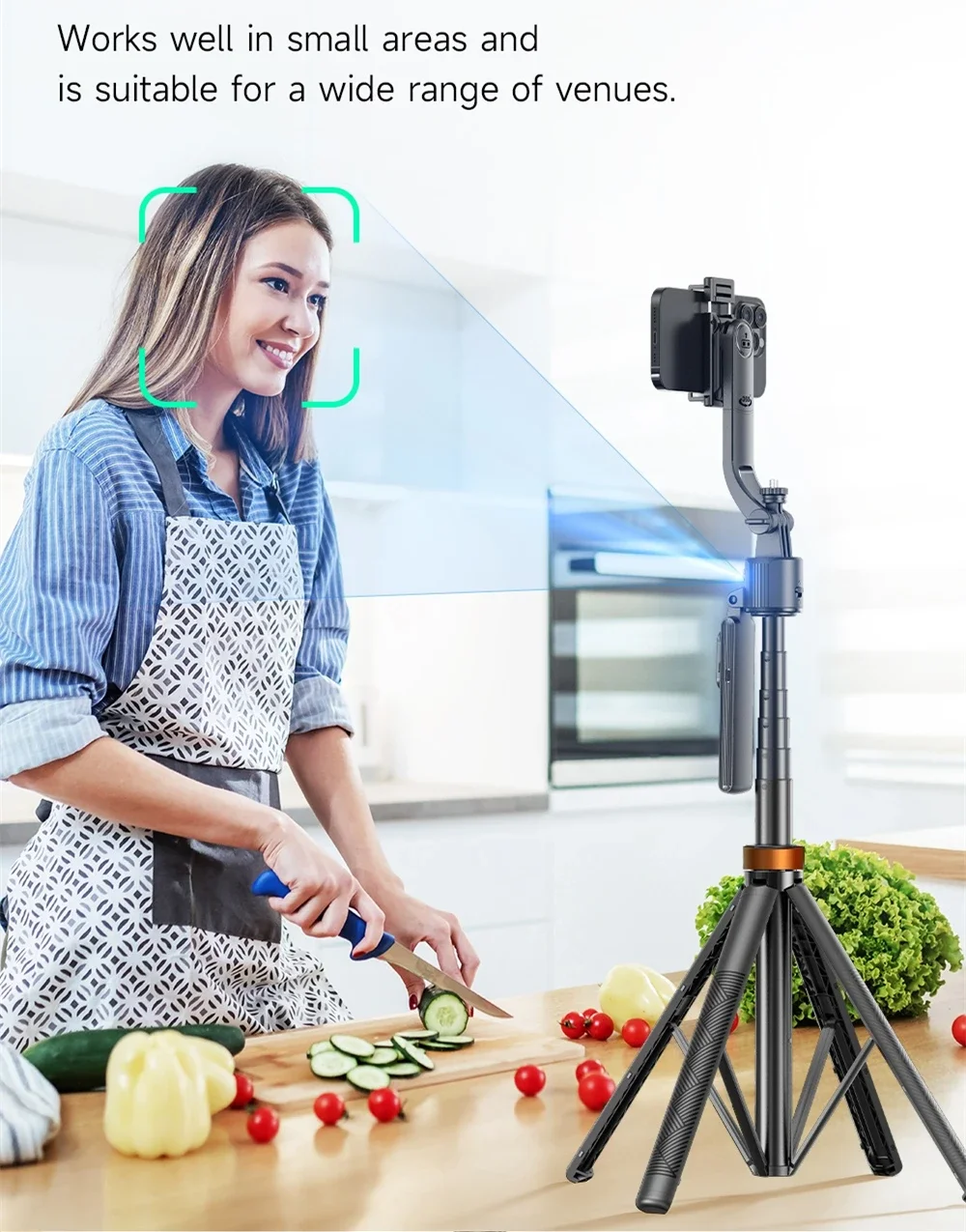180cm70.9in Facial Tracking 360°Rotation Gimbals Stabilizer Selfie Stick Intelligent Phone Holder Tripod for Mobile Camera GoPro - Image 4