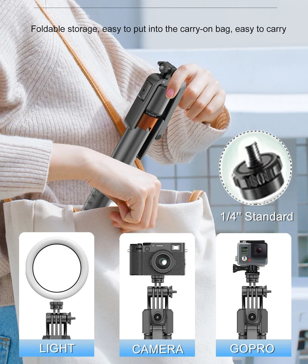 180cm70.9in Facial Tracking 360°Rotation Gimbals Stabilizer Selfie Stick Intelligent Phone Holder Tripod for Mobile Camera GoPro - Image 6