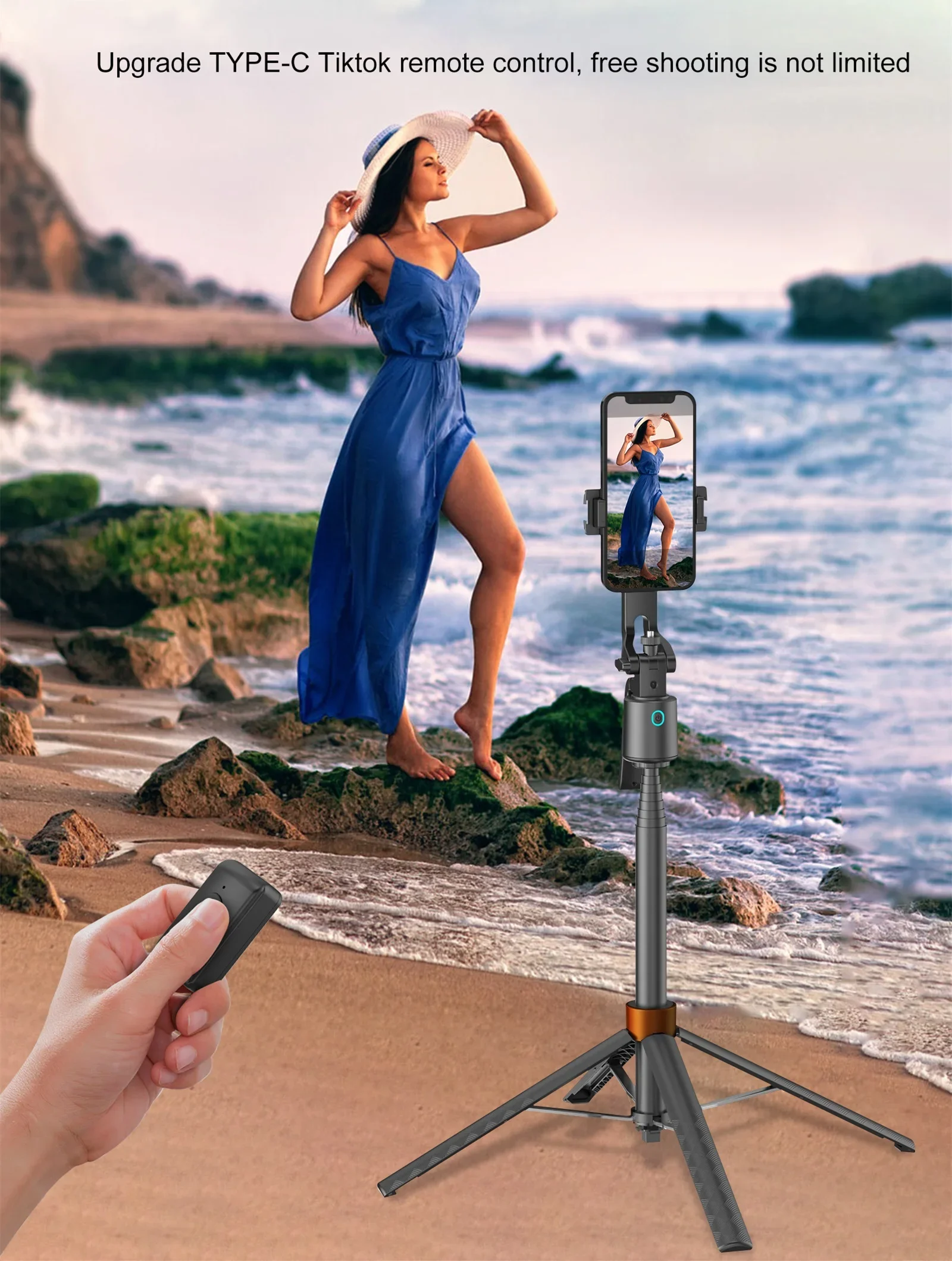 180cm70.9in Facial Tracking 360°Rotation Gimbals Stabilizer Selfie Stick Intelligent Phone Holder Tripod for Mobile Camera GoPro - Image 2