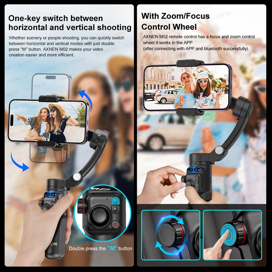 AXNEN M02 Gimbal Smartphone Stabilizer 3-Axis Anti-shake Video Record Handheld Selfie Gimbals for iPhone Android Face Tracking - Image 4