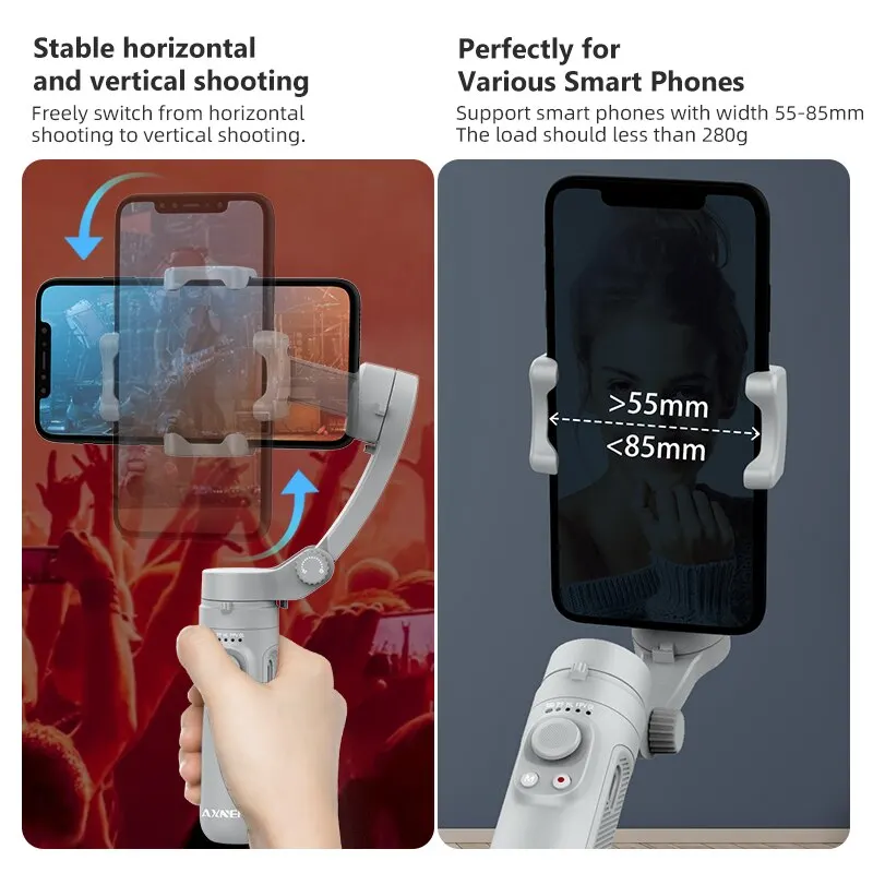 AXNEN HQ3 3-Axis Gimbal Stabilizer for Smartphone Handheld Phone Video Record, Android iPhone Tiktok Vlog Cellphone Stabilizer - Image 3