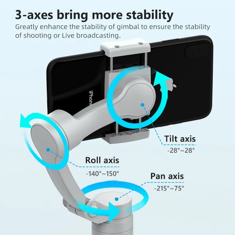 AXNEN HQ3 3-Axis Gimbal Stabilizer for Smartphone Handheld Phone Video Record, Android iPhone Tiktok Vlog Cellphone Stabilizer - Image 4