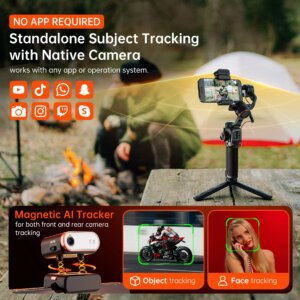 Hohem Gimbal iSteady M7 2025 new 3-Axis  Cell phone stabilizer with AI Magnetic Fill Light 、Telescopic Selfie stick Video Record