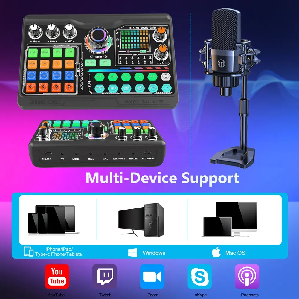 Zealsound Professional Podcast Microphone SoundCard Kit for PC Smartphone Laptop Computer Vlog Recording Live Streaming YouTube - Image 6