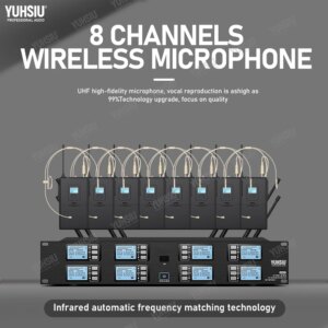YUHSIU Professional UHF 8 channels Wireless Microphone Handheld lavalier Headset FM Mic For stage performance Band conference