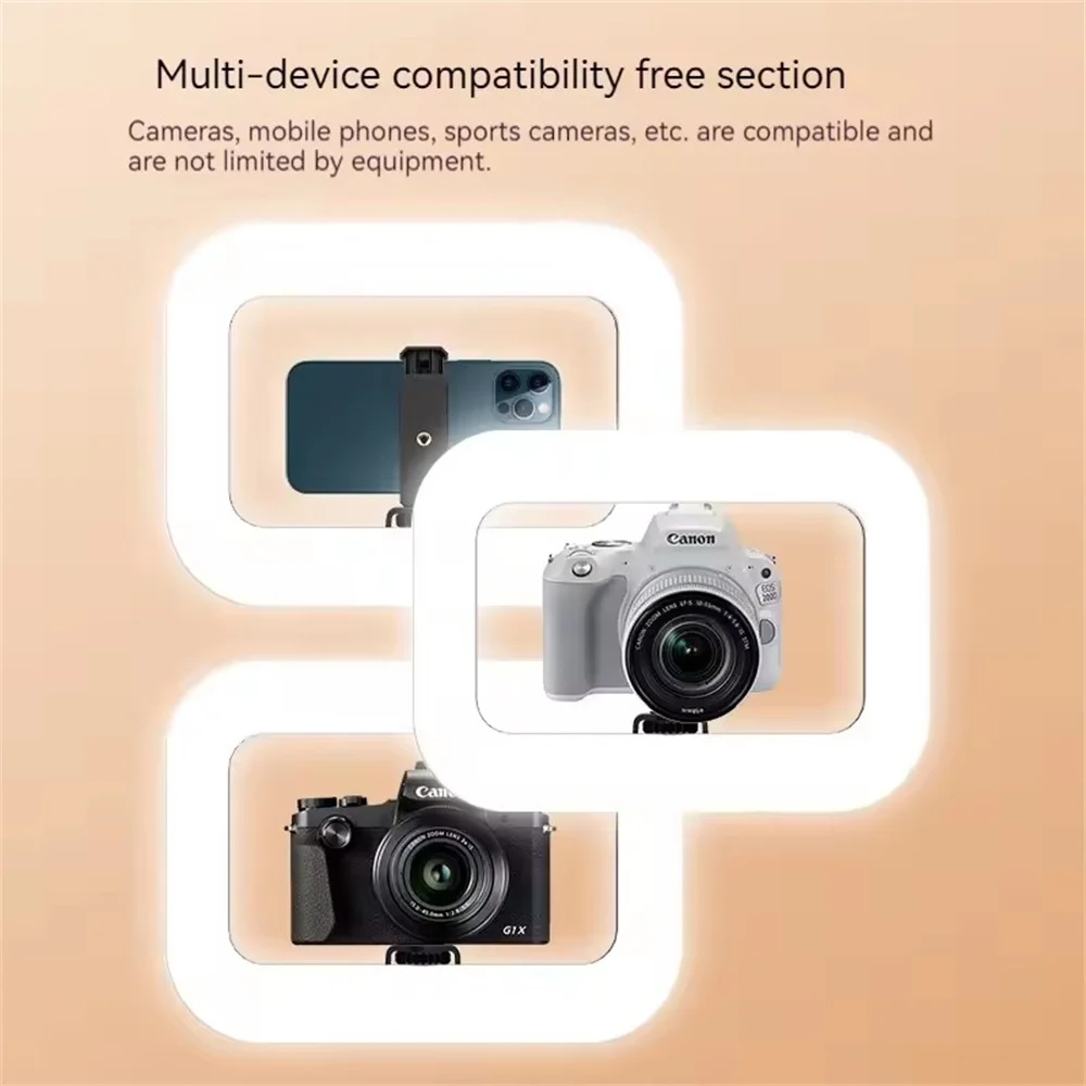 New Handheld Ring LED Rechargeable Fill light Portable Mobile Phone Live Broadcast Photography Desktop Rabbit Cage Selfie Light - Image 3