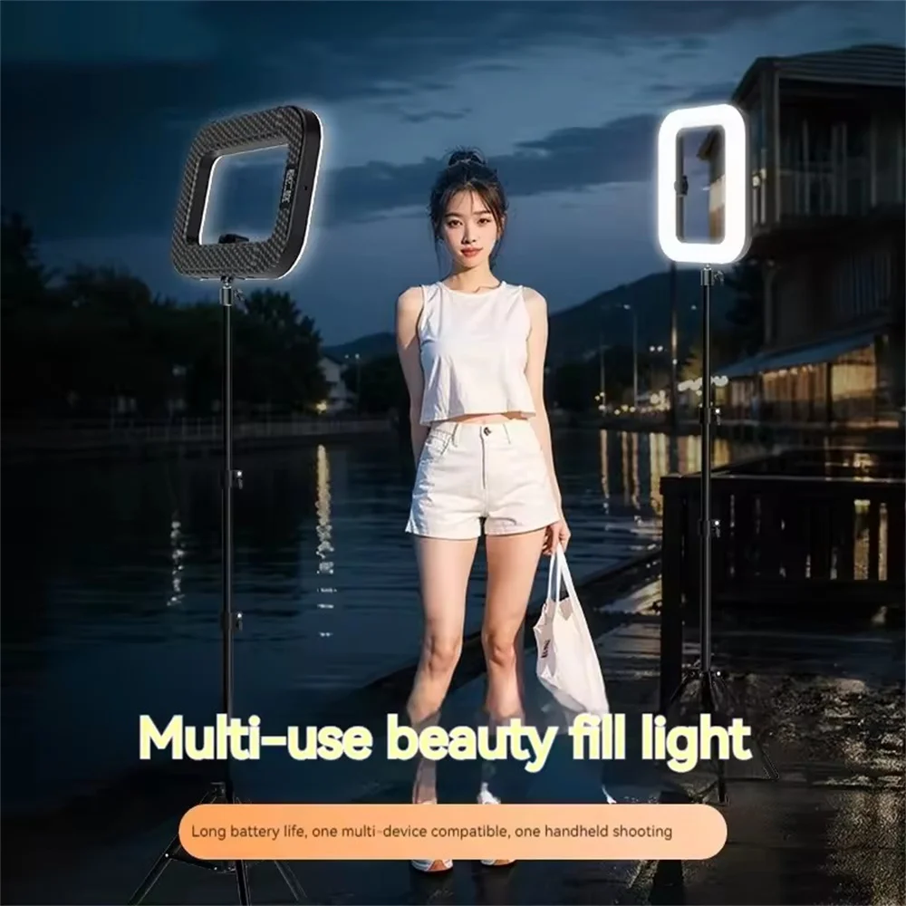 New Handheld Ring LED Rechargeable Fill light Portable Mobile Phone Live Broadcast Photography Desktop Rabbit Cage Selfie Light - Image 4