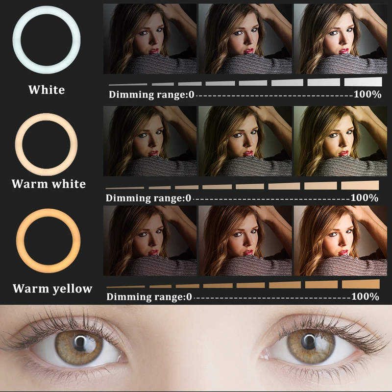22" LED Light Rings 3200-6500K Color Temperature 0-100% Brightness With 2M Power Cable Lamp For Make Up/Photo Studio Shooting - Image 6