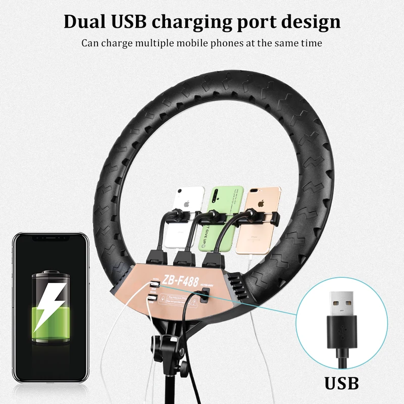 22" LED Light Rings 3200-6500K Color Temperature 0-100% Brightness With 2M Power Cable Lamp For Make Up/Photo Studio Shooting - Image 3
