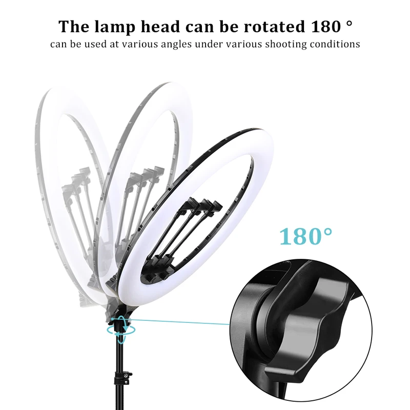 22" LED Light Rings 3200-6500K Color Temperature 0-100% Brightness With 2M Power Cable Lamp For Make Up/Photo Studio Shooting - Image 4