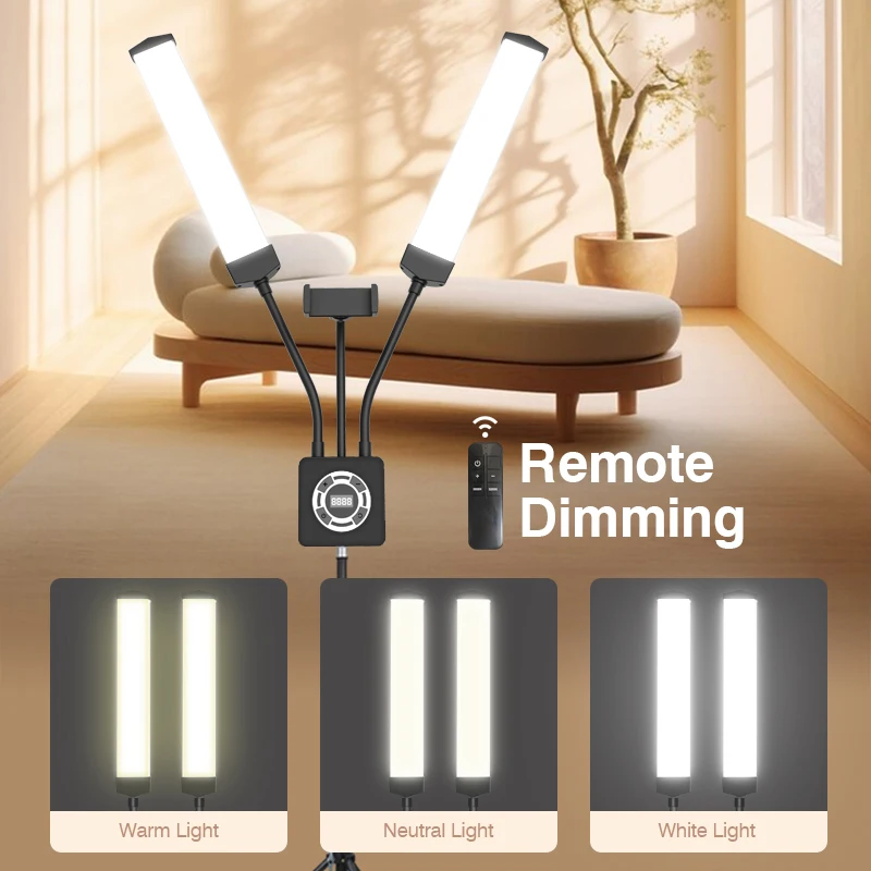 Professional 40W Photographic Beauty Double Arm Lamp with Tripod Eyelash Tattoo Salon Bed Video Fill Ring Lighting - Image 4