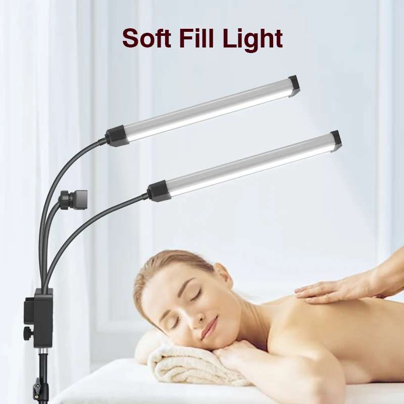 Professional 40W Photographic Beauty Double Arm Lamp with Tripod Eyelash Tattoo Salon Bed Video Fill Ring Lighting - Image 3