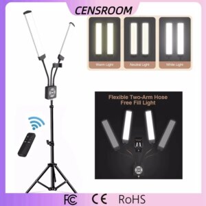 Professional 40W Photographic Beauty Double Arm Lamp with Tripod Eyelash Tattoo Salon Bed Video Fill Ring Lighting