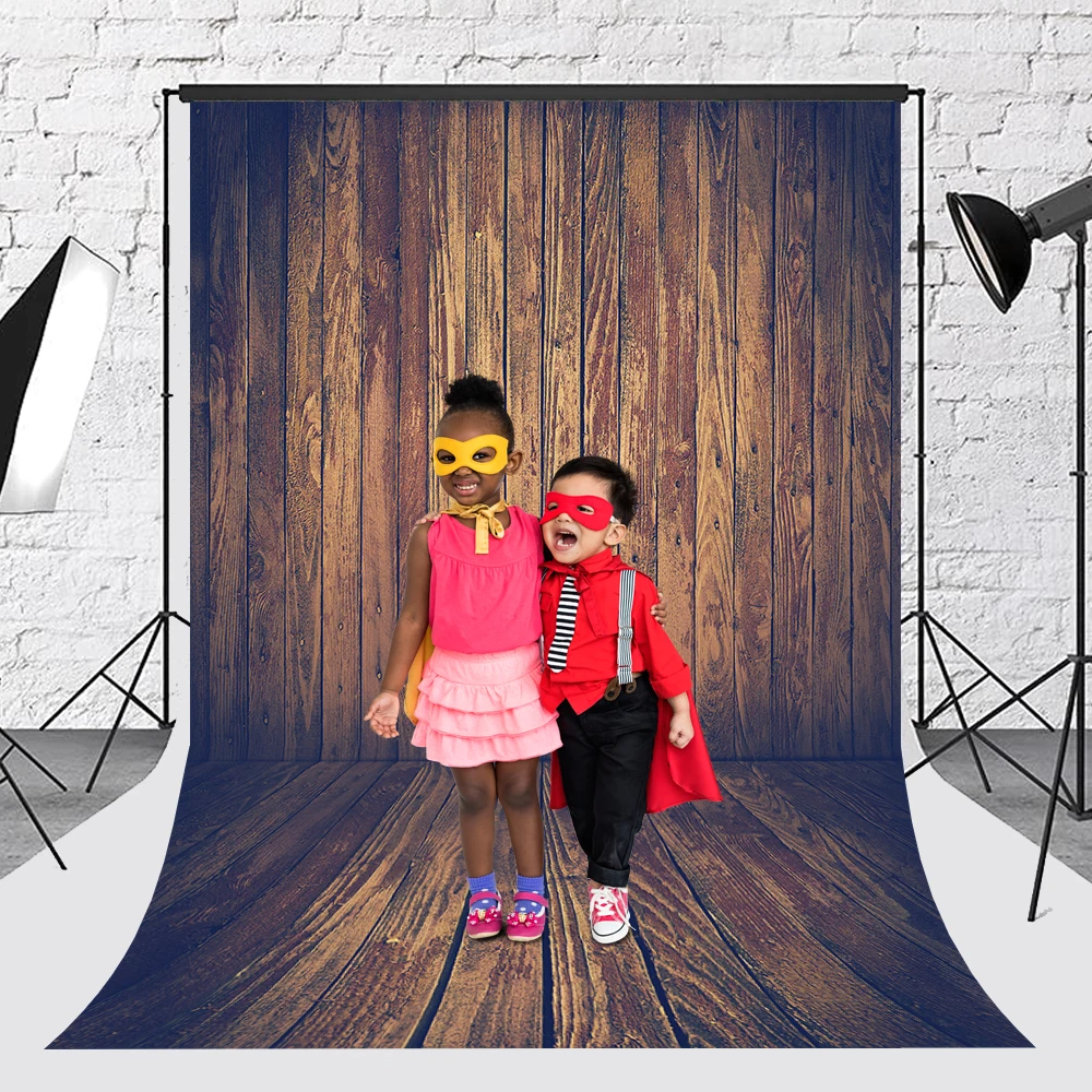 Grunge Gradient Wooden Boards Theme Photography Backdrops Floor Interior Baby Kids Portrait Backgrounds for Photo Studio - Image 3