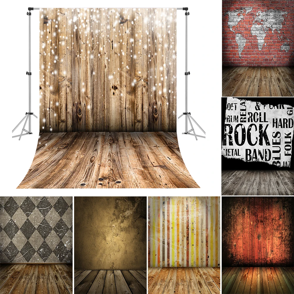 Grunge Gradient Wooden Boards Theme Photography Backdrops Floor Interior Baby Kids Portrait Backgrounds for Photo Studio