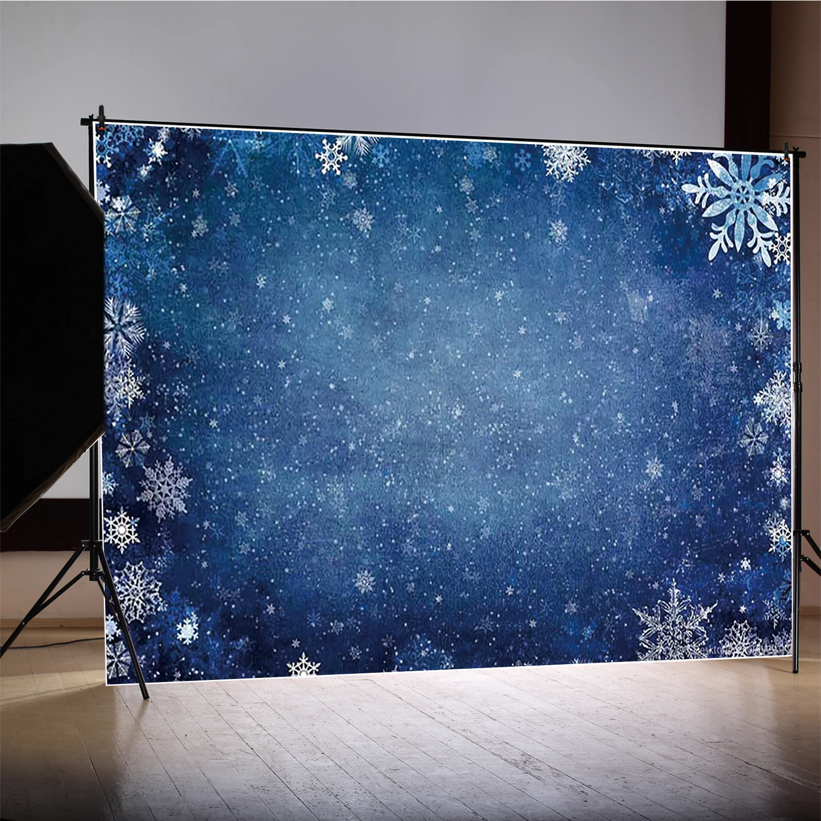 MOON.QG Winter Blue Snowflake Bokeh Backdrops for Photography Photo Background Birthday Decoration Wedding Christmas Home Wall - Image 2
