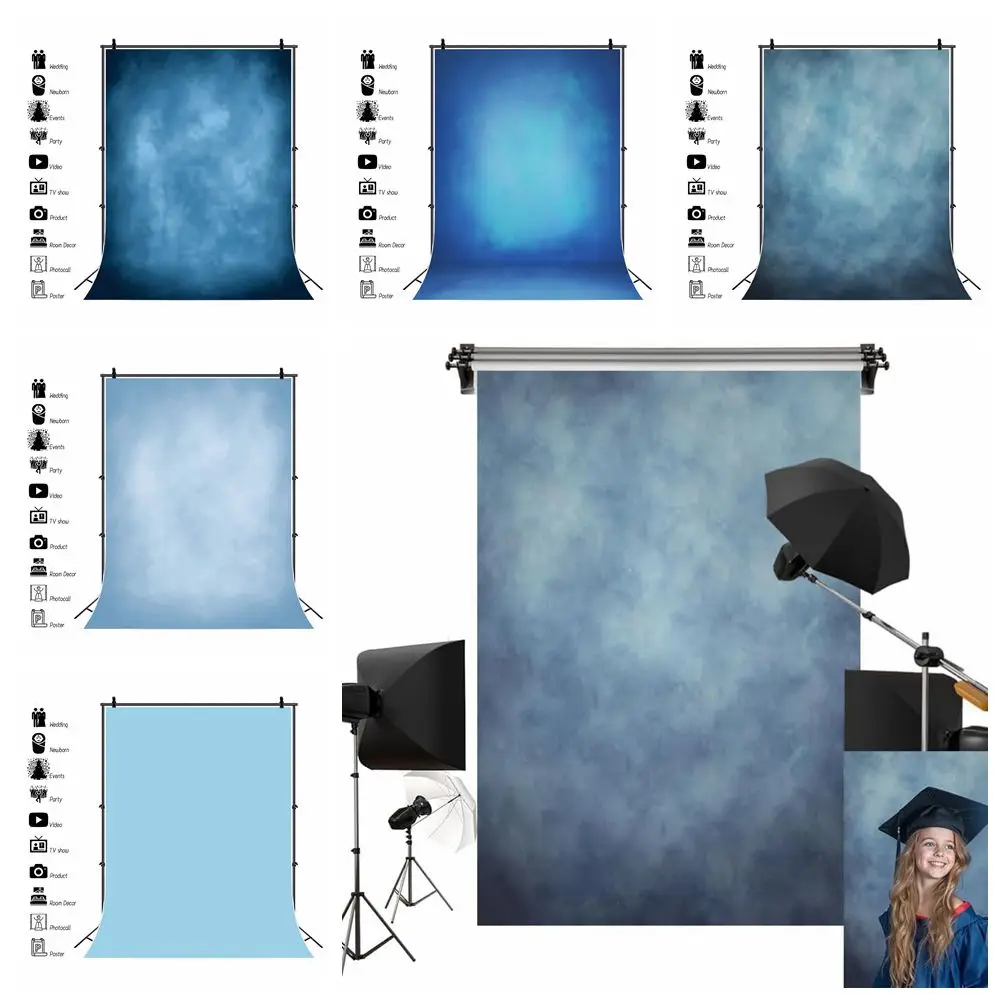 Abstract Texture Solid Color Blue Backdrops Newborn Baby Kids Adult Pets Art Portrait Photography Background for Photo Studio