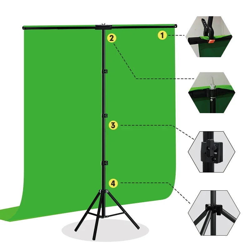 T-Shape Backdrop Stand Kit with Background Cloth Video Chroma Key Green Screen Frame Stand For Photography Photo Studio Props - Image 2