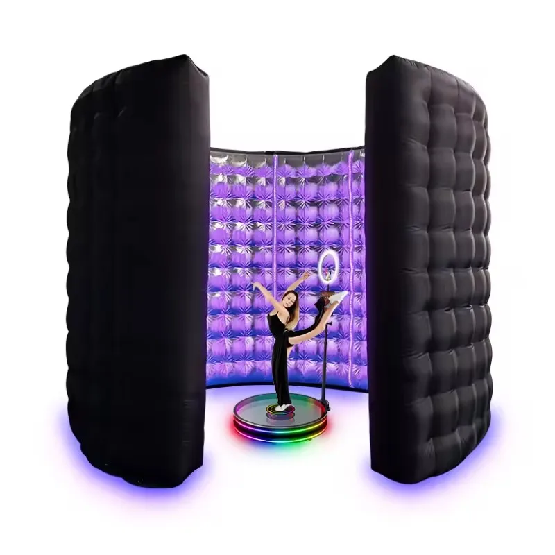 Portable 360 Photo Booth Enclosure Inflatable Photobooth Backdrop with LED Lights 360 Video Booth for Weddings Parties Events - Image 2