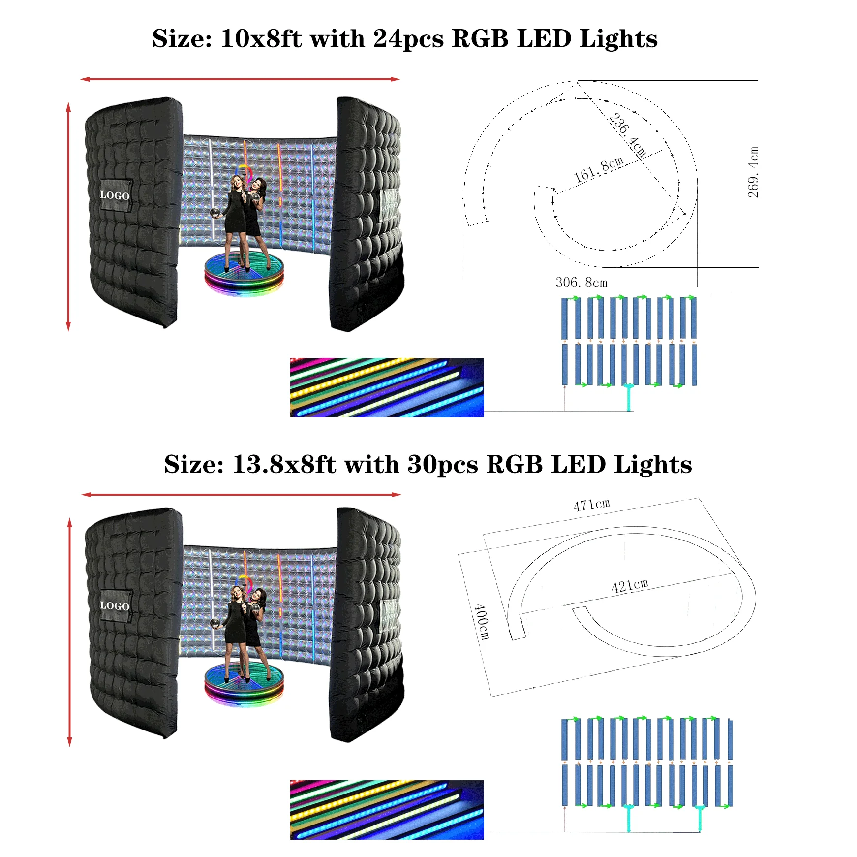 Portable 360 Photo Booth Enclosure Inflatable Photobooth Backdrop with LED Lights 360 Video Booth for Weddings Parties Events - Image 5