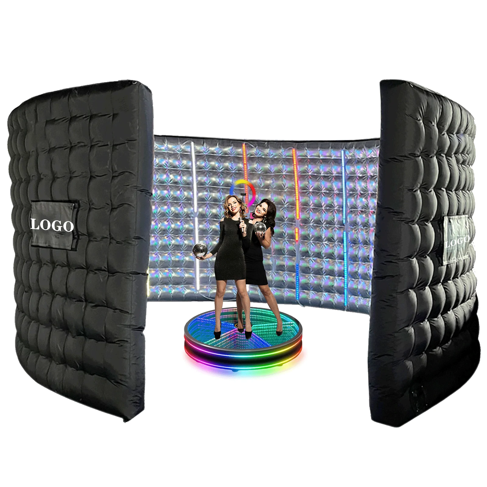 Portable 360 Photo Booth Enclosure Inflatable Photobooth Backdrop with LED Lights 360 Video Booth for Weddings Parties Events - Image 4