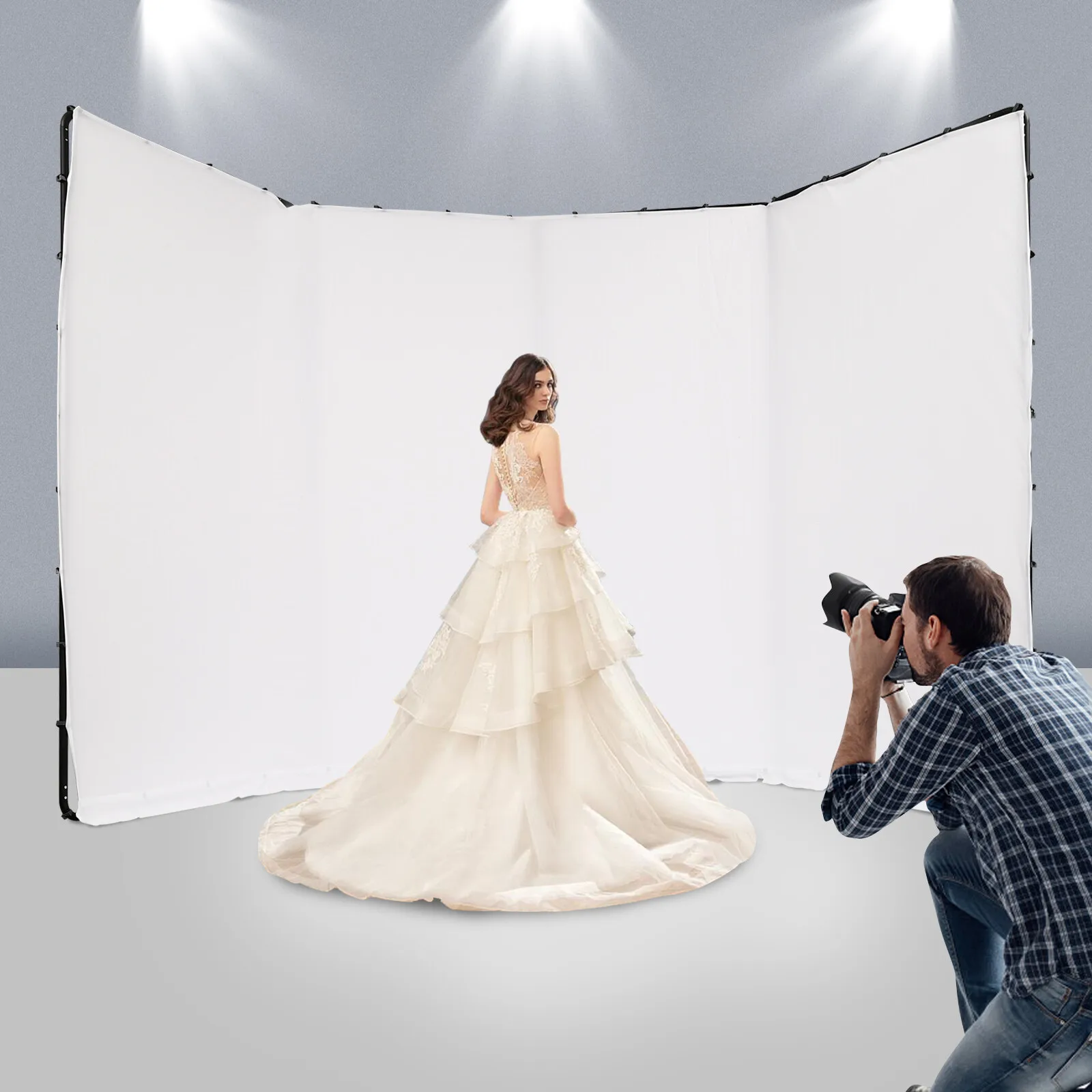 13.12*7.87ft Photography Backdrop Stand White Cloth Kit For Photo Studio Background Decor