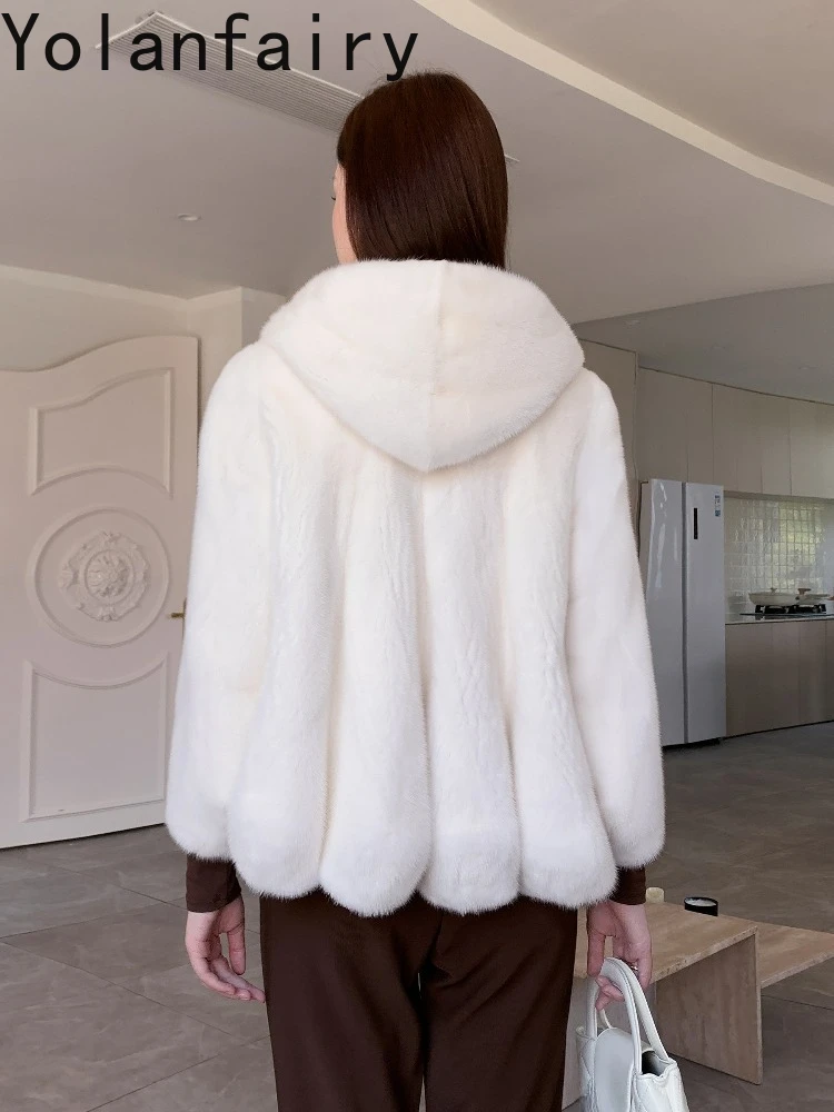 YOLANFAIRY Genuine Whole Mink Fur Jacket for Women Luxury 2025 Winter Natural Fur Coat Hooded Warm Real Black Fur Coats Casaco - Image 4