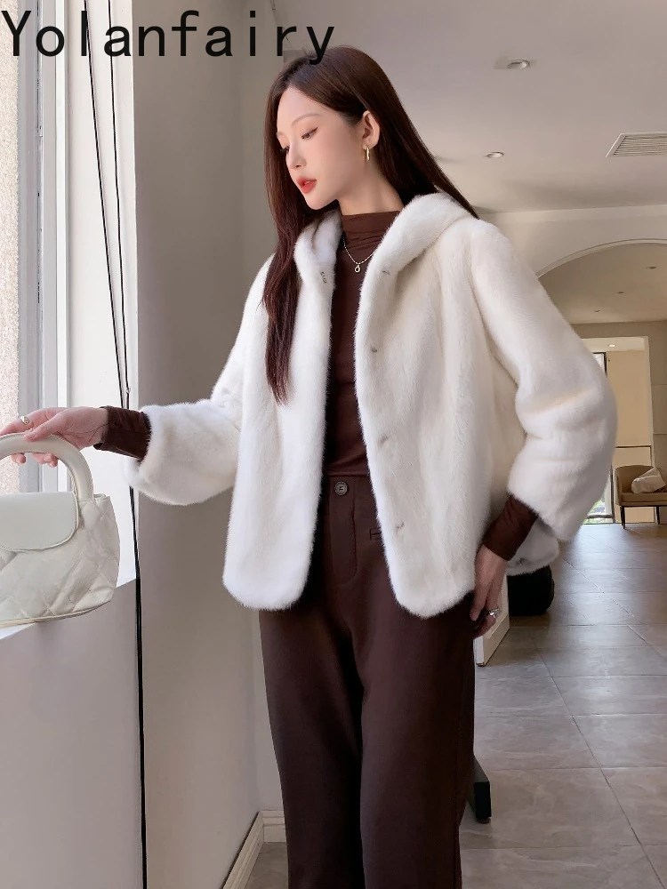 YOLANFAIRY Genuine Whole Mink Fur Jacket for Women Luxury 2025 Winter Natural Fur Coat Hooded Warm Real Black Fur Coats Casaco - Image 5