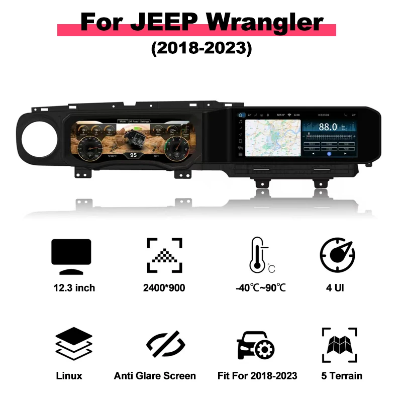 Dual Screen Android Vertical Style Radio for Jeep Wrangler 2018-2023 - Image 3