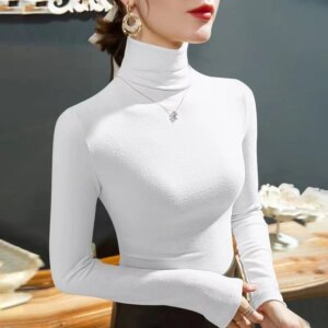 Women's Turtleneck Fleece Stretch Shirt