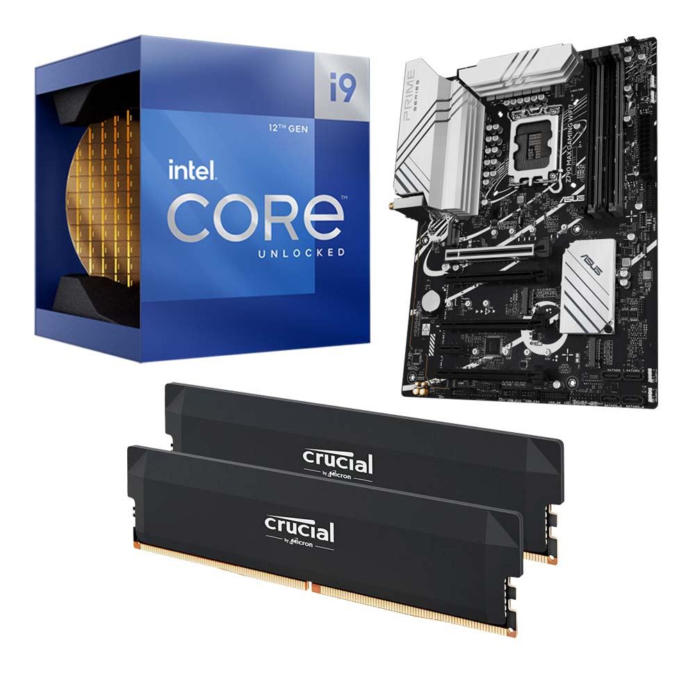Intel Core i9-12900K, ASUS Z790 Max Gaming WiFi7 LGA 1700, Crucial Pro Overclocking 32GB DDR5-6000 Kit, Computer Build Bundle